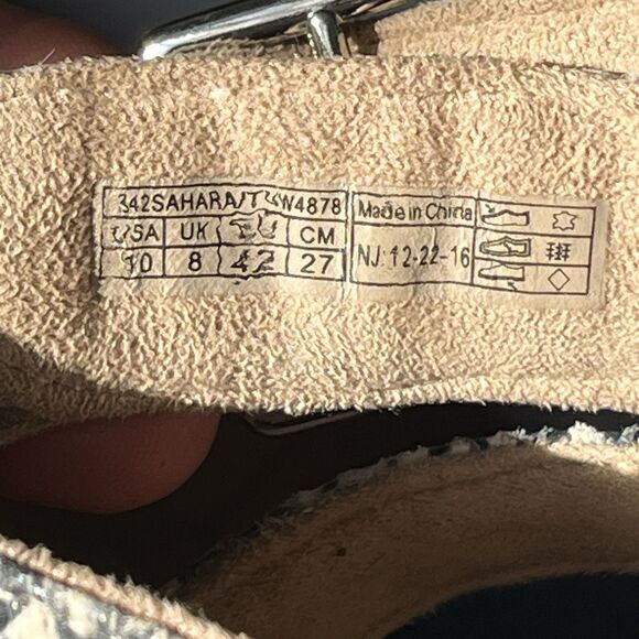 Vionic Sahara Wmns Sz 10 Black White Sandals Ankle Strap Snakeskin Leather Suede - Picture 12 of 16